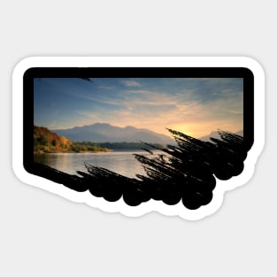 Autumn lake mountain Sticker